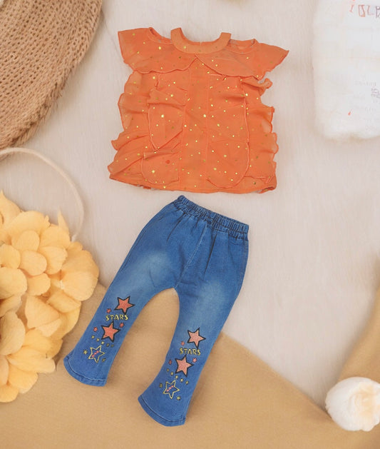 Girl’s Suit Chiffon shirt and Denim pants