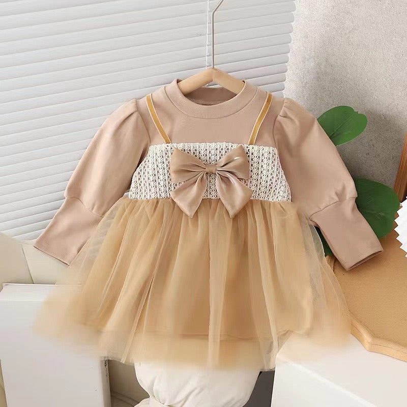 Front Bow turkish Style Soft stretchable party wear frock | 9 Month to 3.5 Years