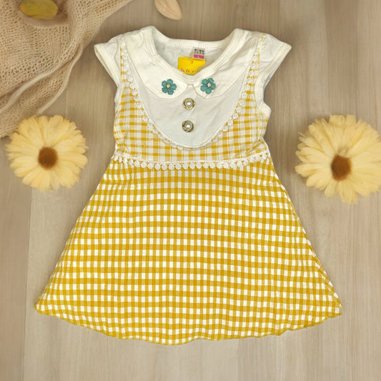 Cotton Soft Stretchable check Style frock | 18 Month to 3 Years