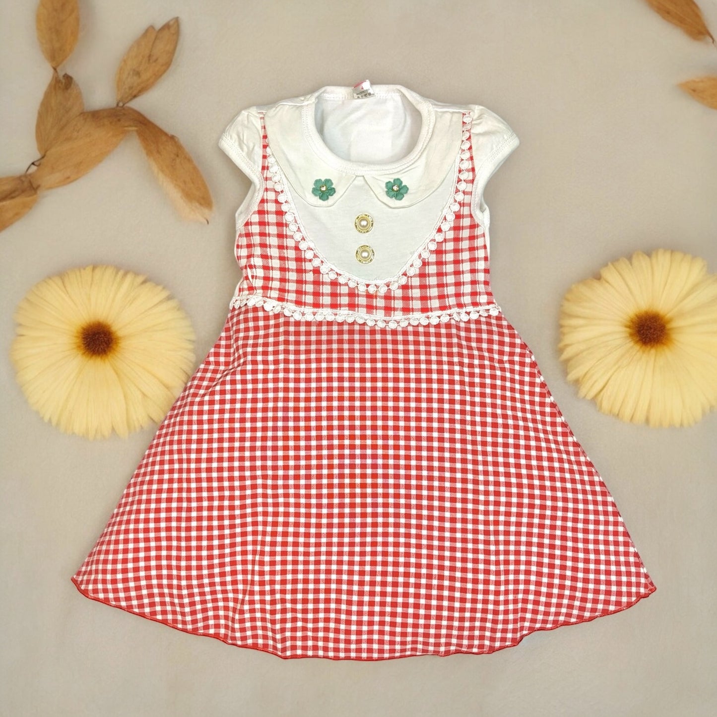 Cotton Soft Stretchable check Style frock | 18 Month to 3 Years