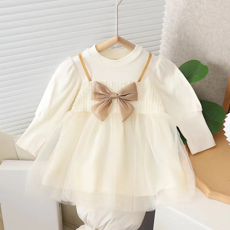 Front Bow turkish Style Soft stretchable party wear frock | 9 Month to 3.5 Years