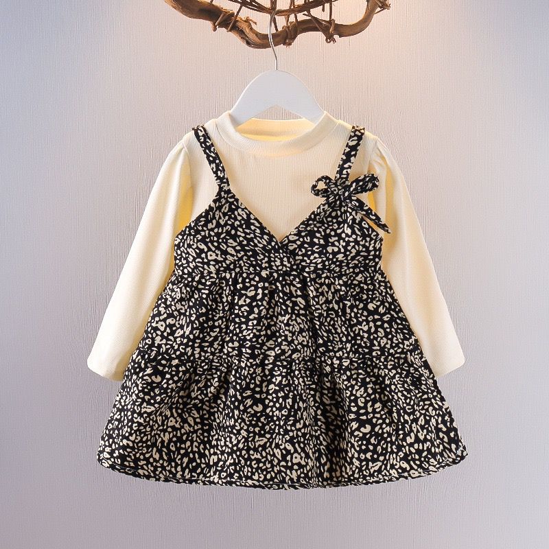 7135 Winter cheeta Print frock | 1 Year to 3.5 Years