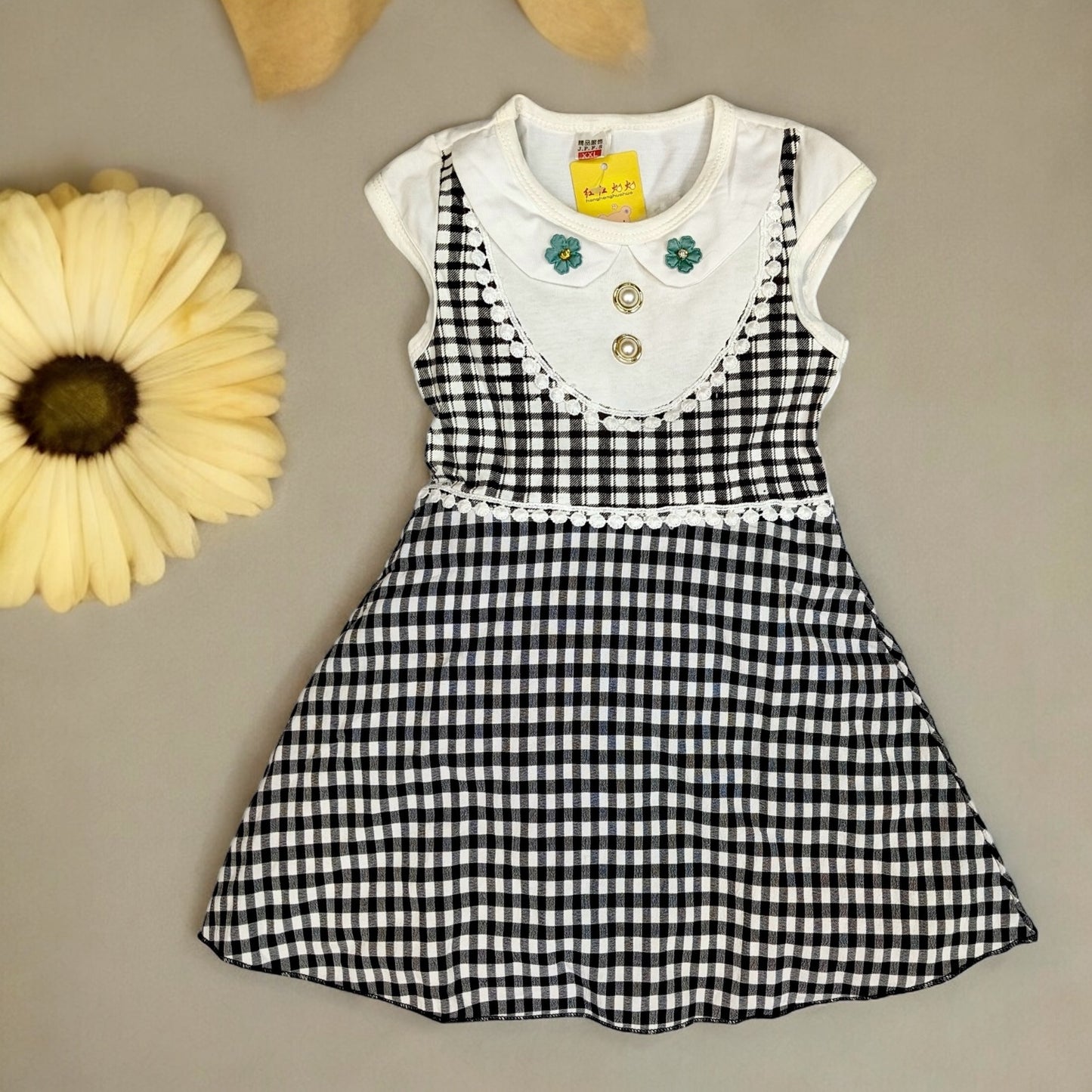 Cotton Soft Stretchable check Style frock | 18 Month to 3 Years