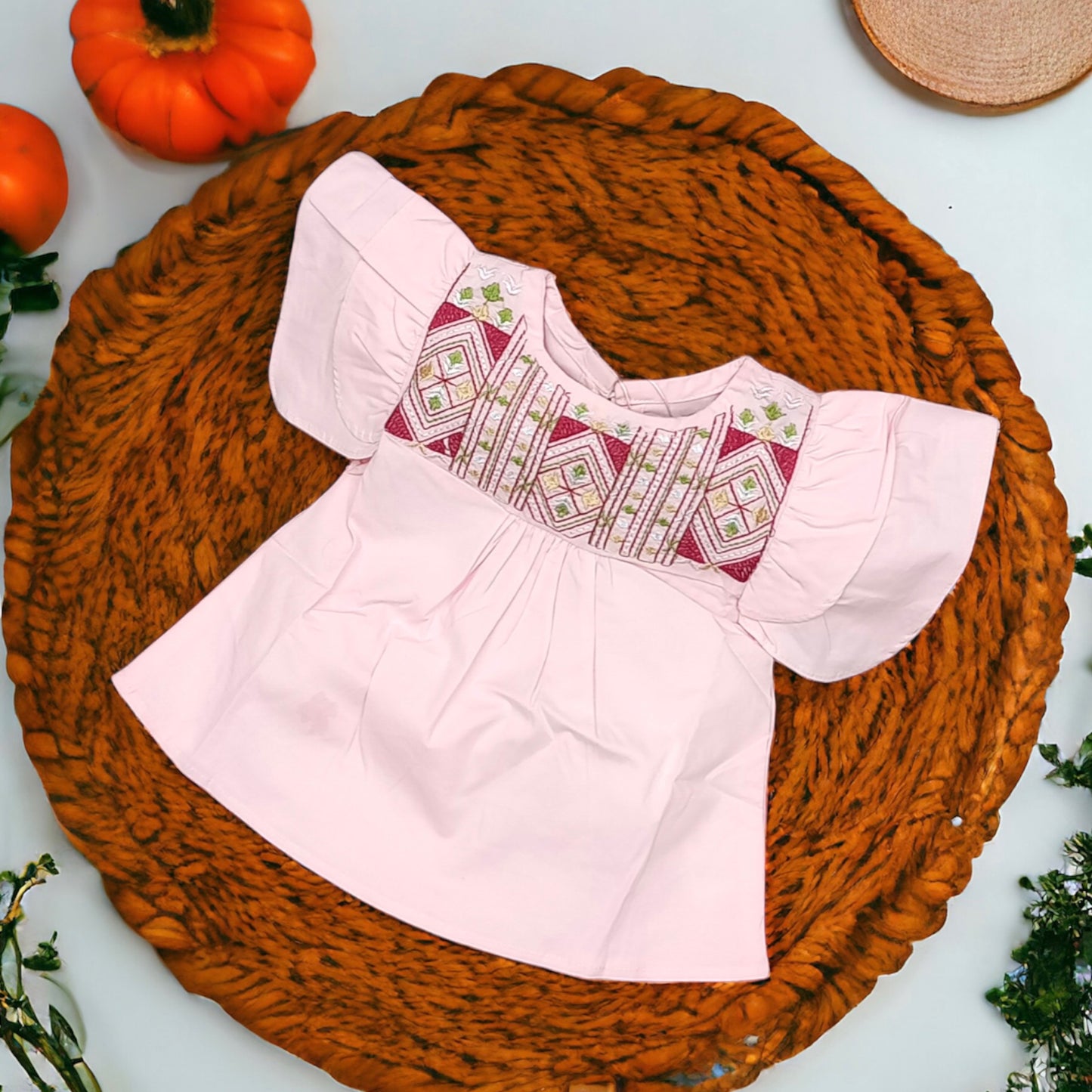 Cotton embroidered Fancy Top Stretchable Fabric | 6 Month to 3 Years