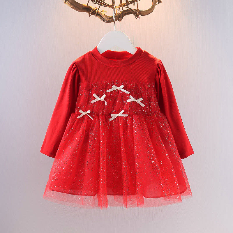 Soft fabric winter semi formal red frock | 1-3 Years