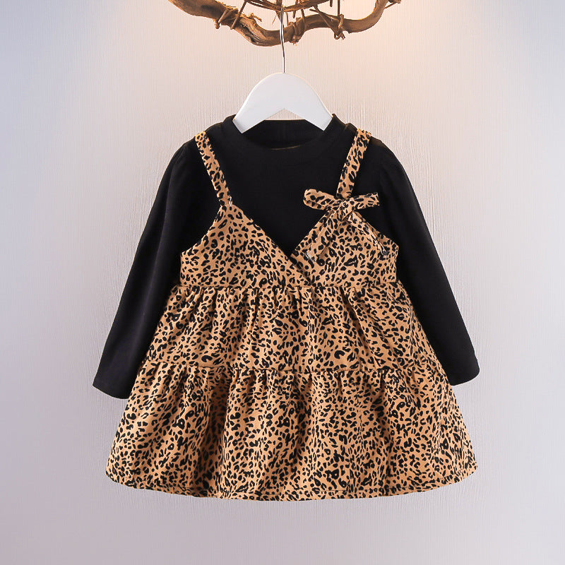 7135 Winter cheeta Print frock | 1 Year to 3.5 Years