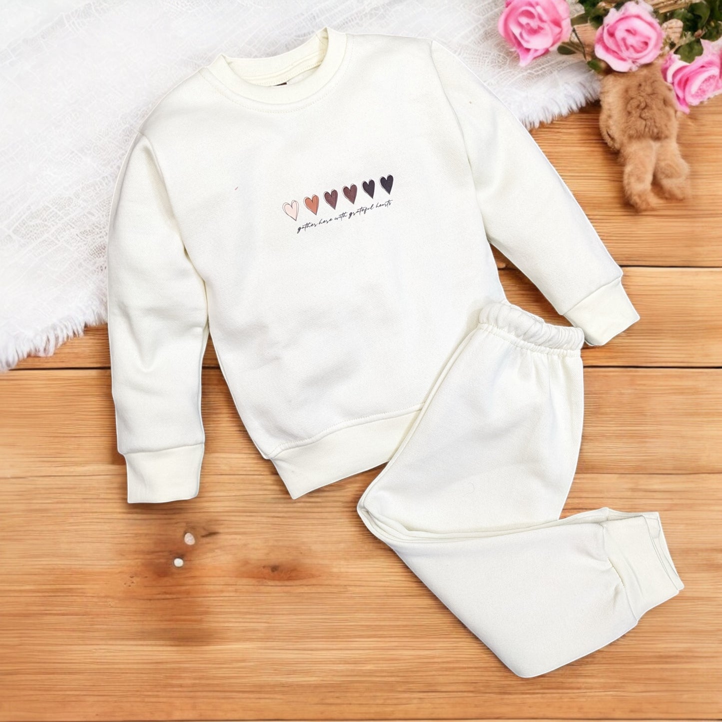 Gather here with garteful Hearts Fleece winter set baby Girl | 2-7 Years