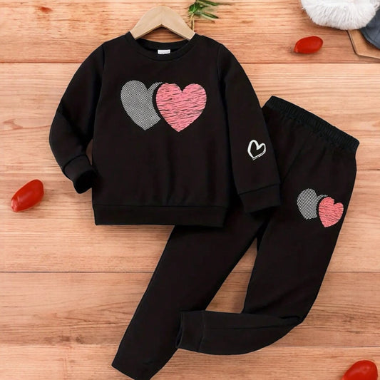 Heart Ptint High Quality winter suit fleece fabric | 2-7 Years