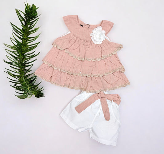 01 Girl’s Lawn frock & Cotton Short | 6 Month to 2.5 Years