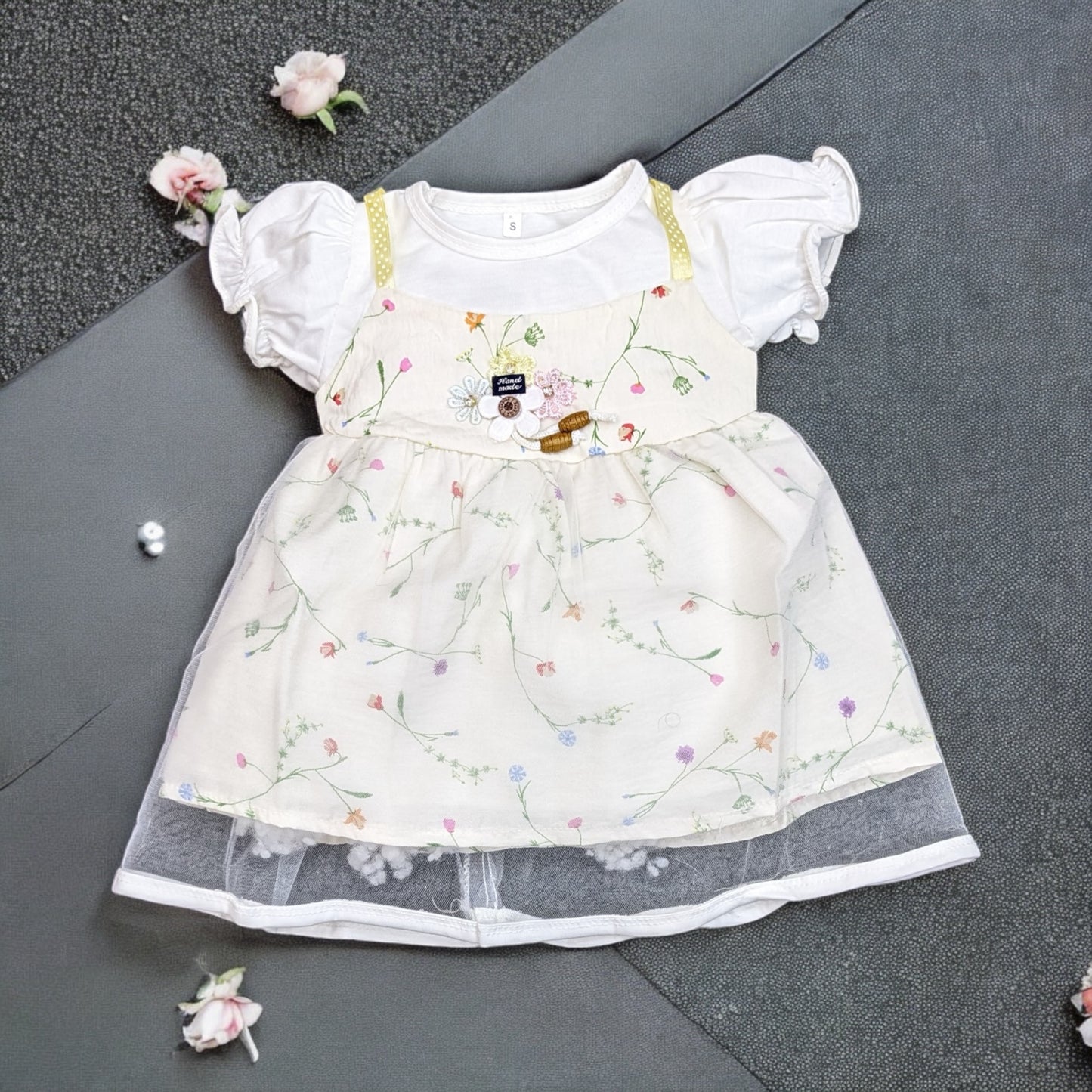 Basic Soft White Outdoor Frock for Baby Girls | 1-3 Years