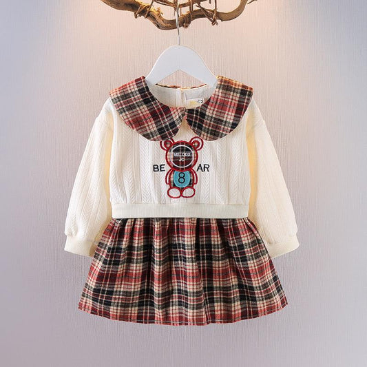 Check Style JOJO Embrodery Casual Winter Frock 9 Month to 3 Years and above