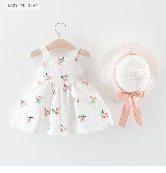 White Ever stylish basic frock with matching head | 9 month to Years