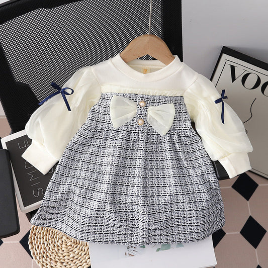 Check Style bow Formal frock winter 6 Month to 3.5 Year